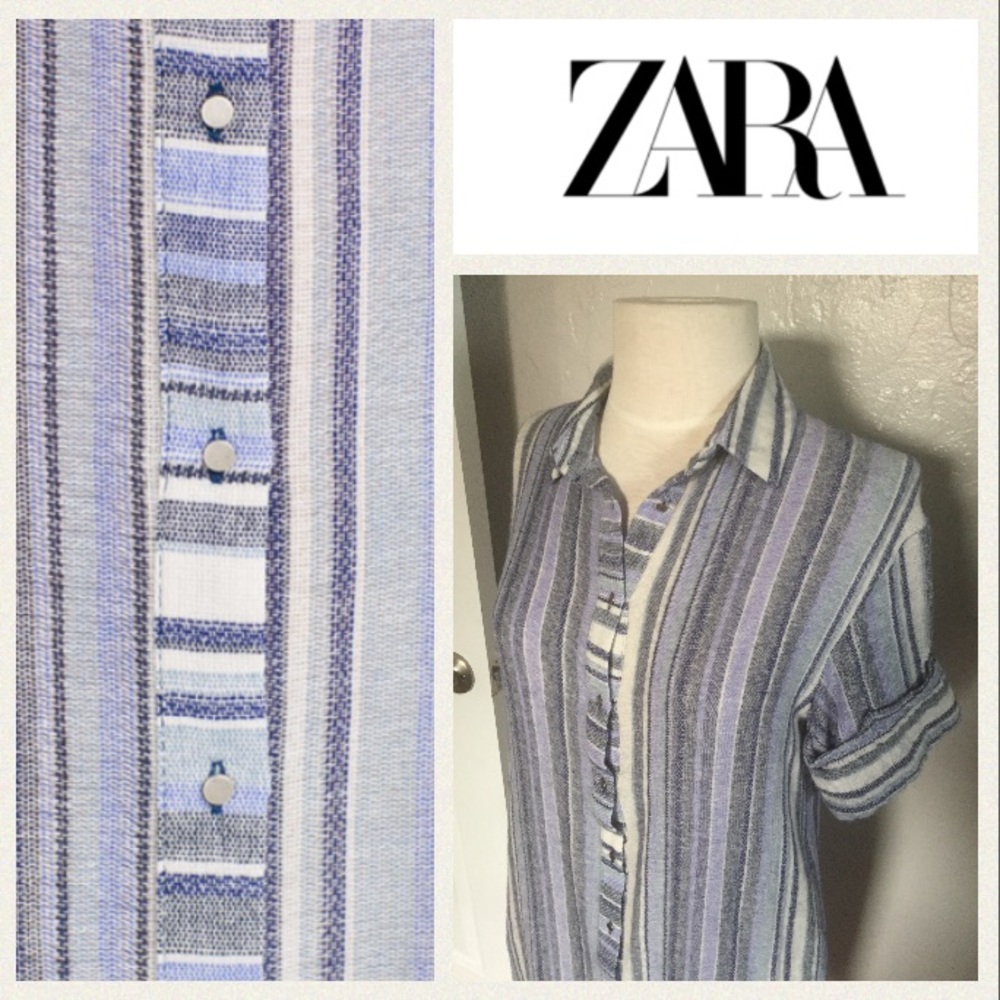 GORGEOUS!  ZARA Basic striped tunic/shirt dress XS - Picture 5 of 6